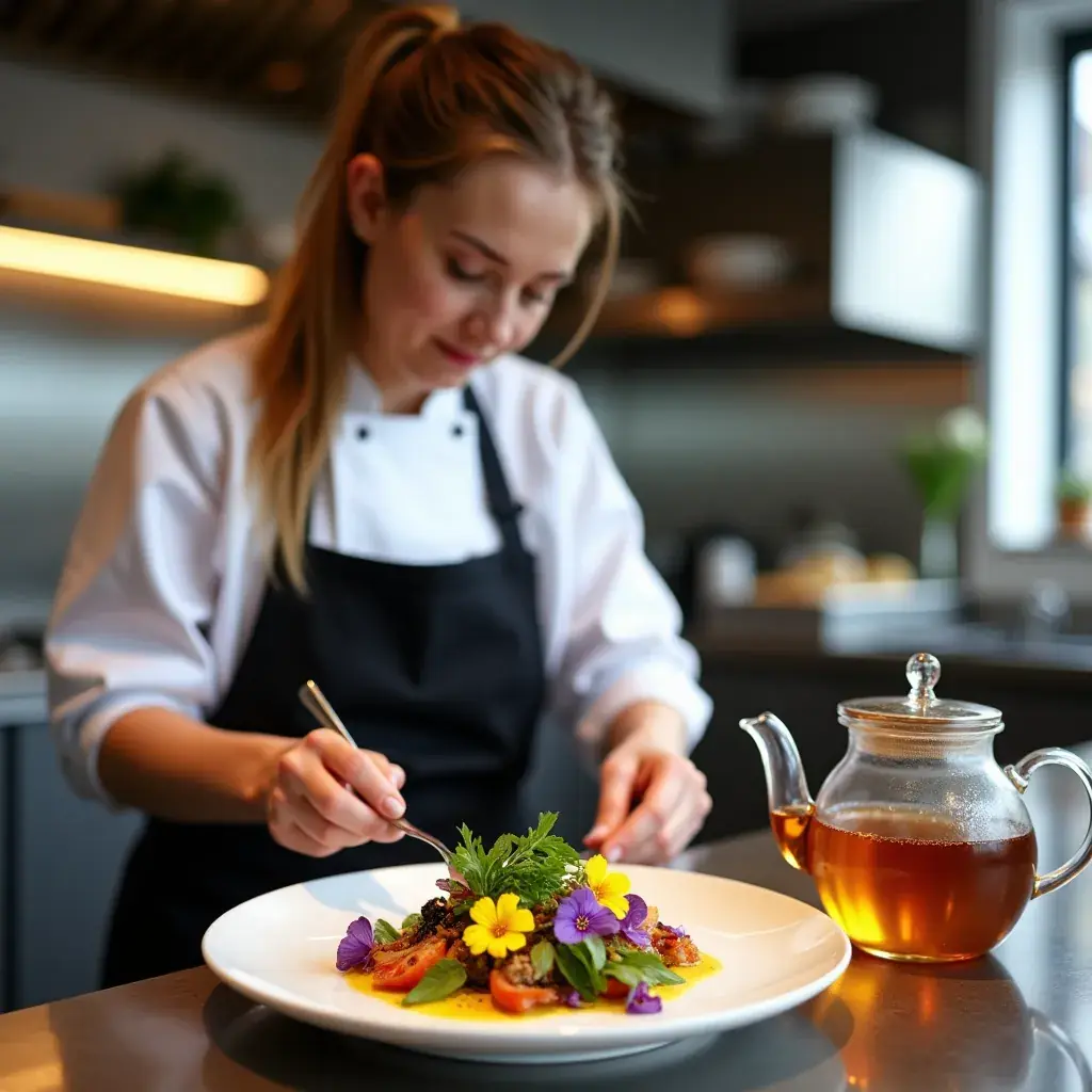 Gyógynövény tea készítése, friss alapanyagokkal a konyhában.